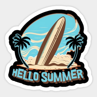 Hello Summer Bye School Vintage Funny Surfer Riding Surf Surfing Lover Gifts Sticker